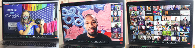 A Zoom Meeting with lots of people. On the left are Jolinda and speaker Hamilton Glass.