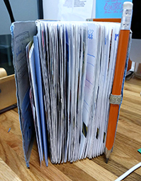 Side view of full notebook