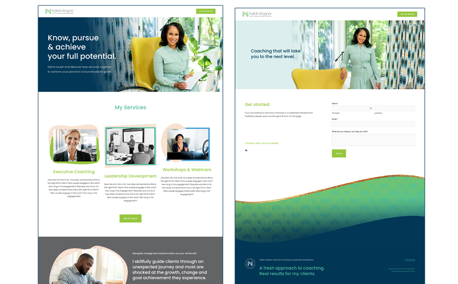Two screenshots of a website before and after a rebrand.