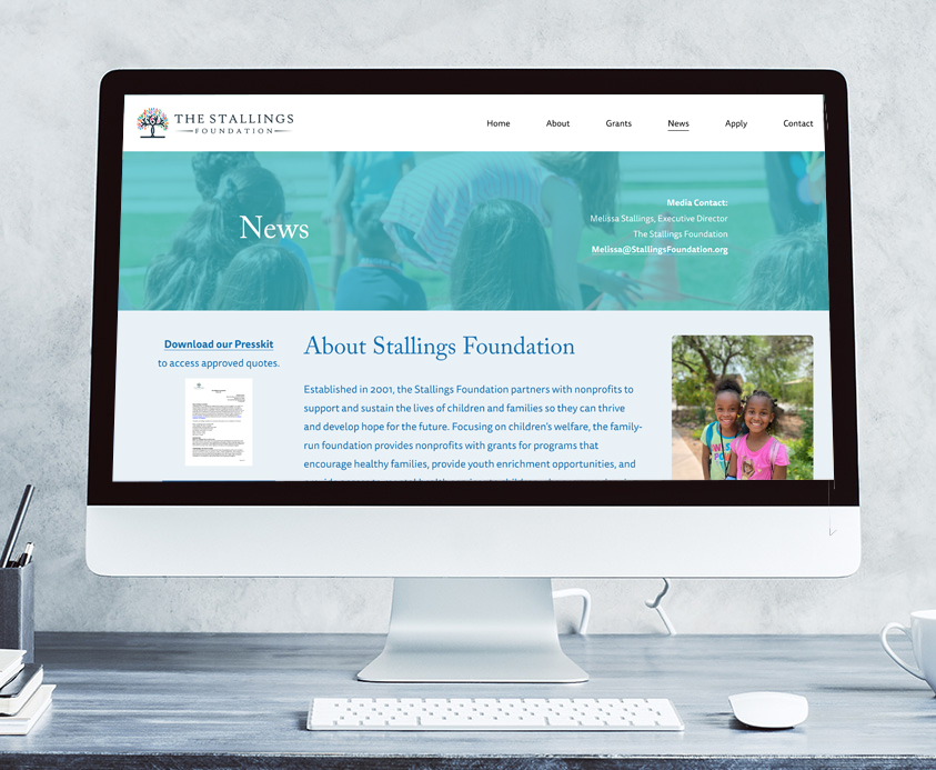 The Stallings Foundation Squarespace website design